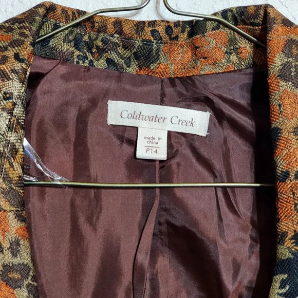 Coldwater Creek Womens Jacket Petite P14 Animal Print Tweed Jacket blazer - Picture 6 of 13